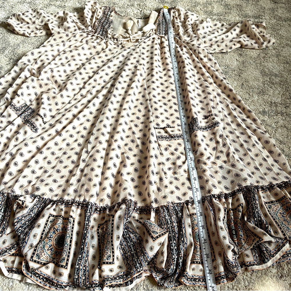 FREE PEOPLE BOHO PENNY LANE TEA COLOR MINI DRESS - Picture 13 of 14